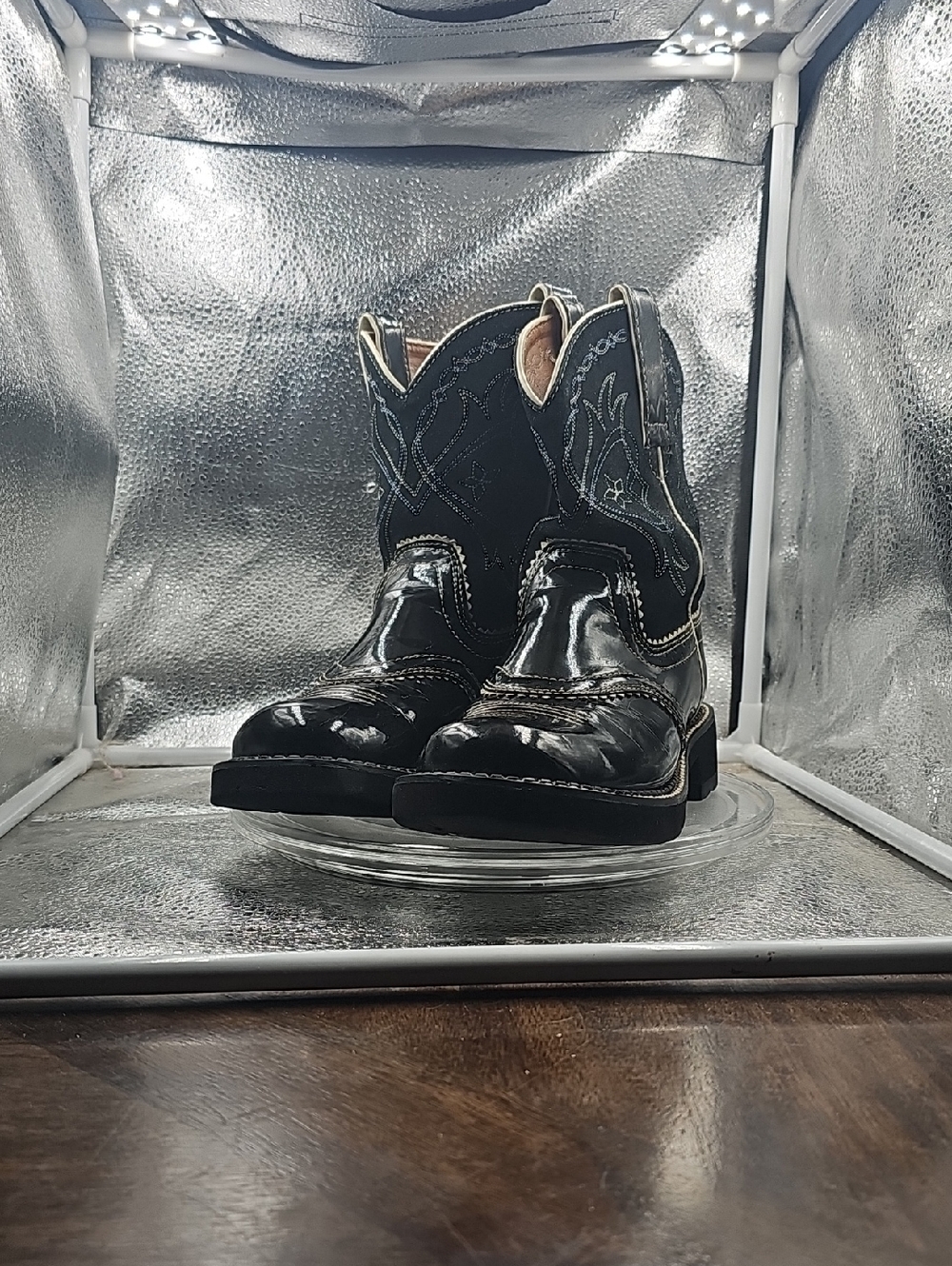 O Patent Black Fat Baby Ariat Boots Sz 7.5B - Picture 5 of 6